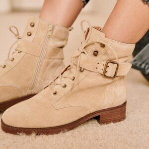Sezane Dana Ankle Boots Light Beige - Size 8